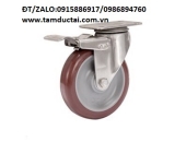 BÁNH XE PU 200*50 CÀNG INOX 304 KHÓA