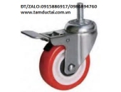 BÁNH XE TPU 100*32 XOAY KHÓA TY REN M12