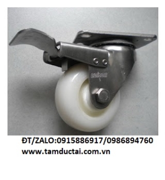 BÁNH XE PA 100*32 CÀNG INOX 304 XOAY KHÓA