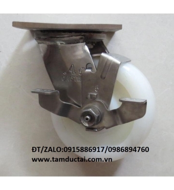 BÁNH XE PA 100*50 CÀNG INOX 304 XOAY KHÓA