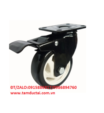 BÁNH XE PP ĐEN 75*45 XOAY KHÓA