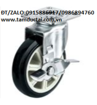 BÁNH XE PU 100*50 MÂM NAN XOAY KHOÁ