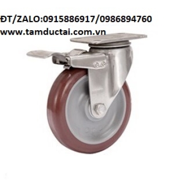 BÁNH XE PU 200*50 CÀNG INOX 304 KHÓA