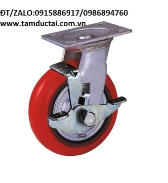 BÁNH XE PU GANG 200*50 XOAY CÓ KHÓA HÀN QUỐC