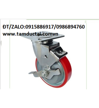 BÁNH XE PU NIỀNG GANG 200*50 XOAY KHÓA