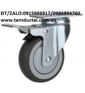 BÁNH XE TPR XÁM 100*32 XOAY KHÓA