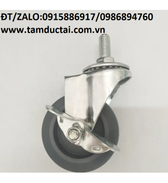 BÁNH XE TPR XÁM 125*32 XOAY KHÓA M12 