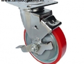 BÁNH XE PU GANG 125*50 XOAY CÓ KHÓA HÀN QUỐC
